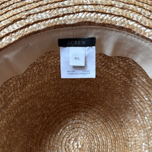 J. Crew Straw Wide Brim Hat with Cream Band, M/L - Picture 3 of 4